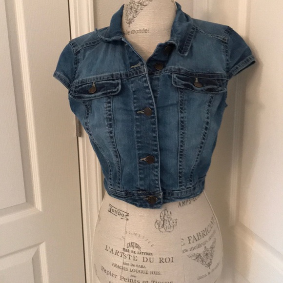 short sleeve denim bolero jacket
